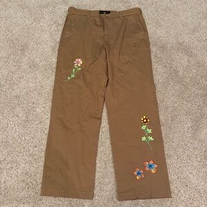Teddy Fresh Appliqué Cotton Chino Pants Trousers Embroidered Size 34